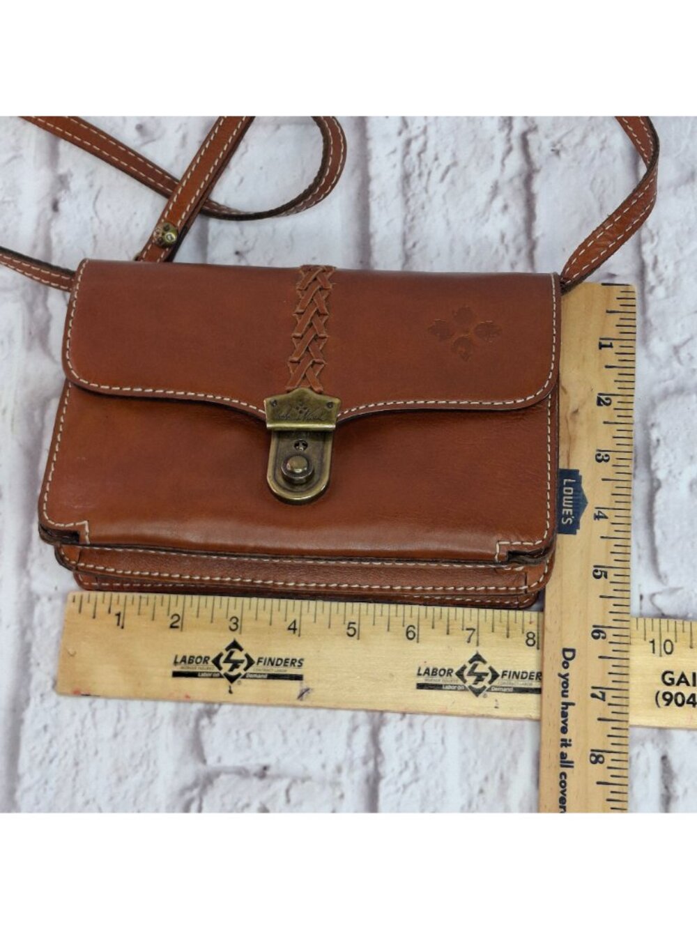Patricia Nash Bianco Organizer Small Crossbody Bag Brown Leather w/ Key LKNC - Picture 8 of 13
